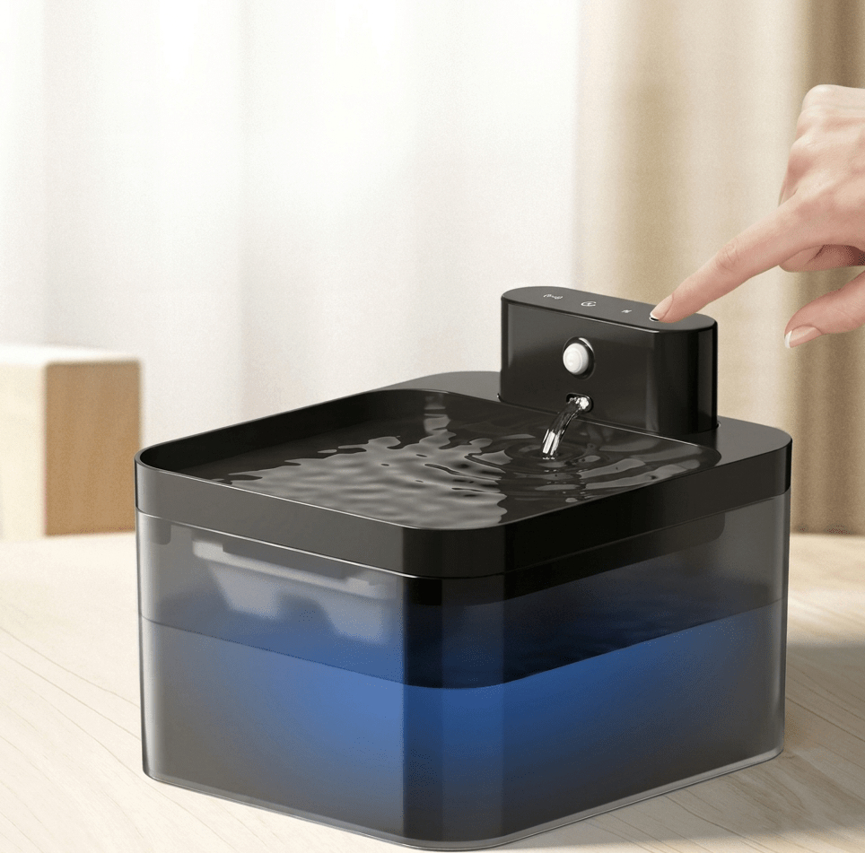 Cat Water Fountain, Rechargeable Sensor-Activated Pet Fountain with Motion Detection & Filtered Flow - Homvista