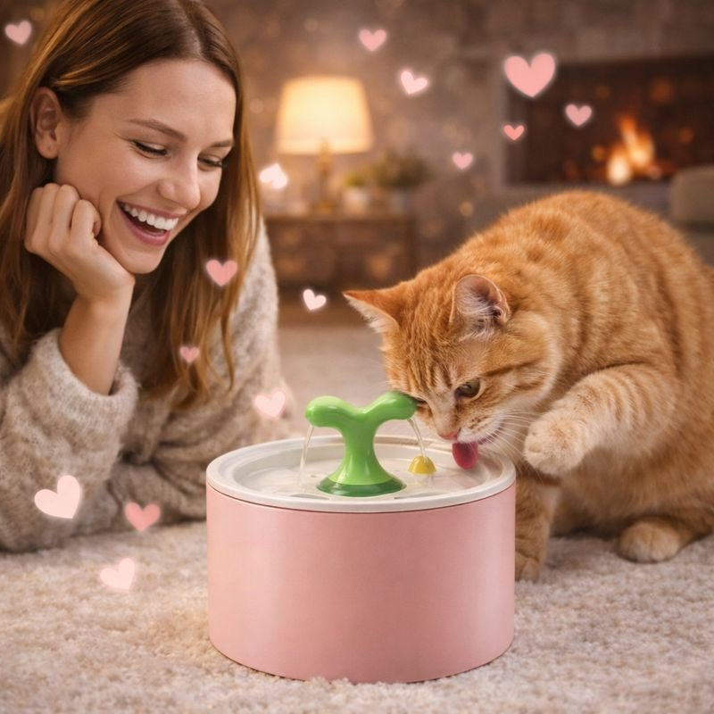 Ceramic Cat Water Fountain, 1–1.5L Pet Fountain with Multi-Stage Filtration & Quiet Pump - Homvista