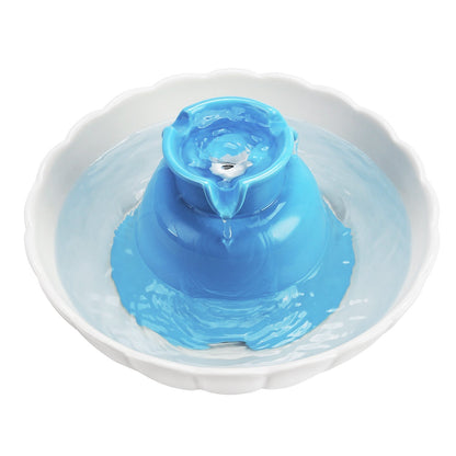 Ceramic Cat Water Fountain, 2.1L Pet Fountain with Dual Filtration & Quiet 2W Pump - Homvista