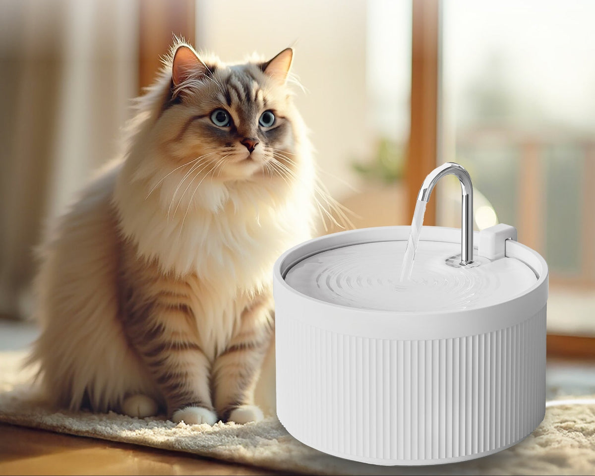 Ceramic Cat Water Fountain, 2.2L Pet Fountain with Triple-Layer Filtration & Quiet Operation - Homvista