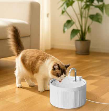 Ceramic Cat Water Fountain, 2.2L Pet Fountain with Triple-Layer Filtration & Quiet Operation - Homvista