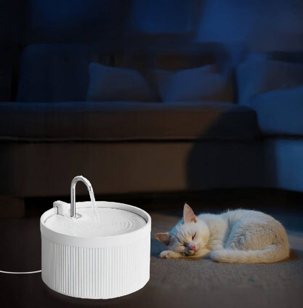 Ceramic Cat Water Fountain, 2.2L Pet Fountain with Triple-Layer Filtration & Quiet Operation - Homvista