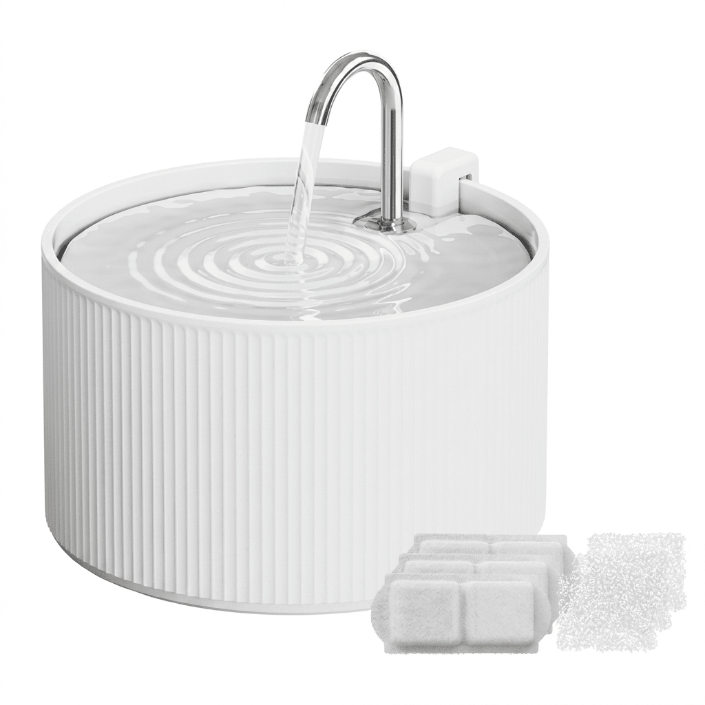 Ceramic Cat Water Fountain, 2.2L Pet Fountain with Triple-Layer Filtration & Quiet Operation - Homvista