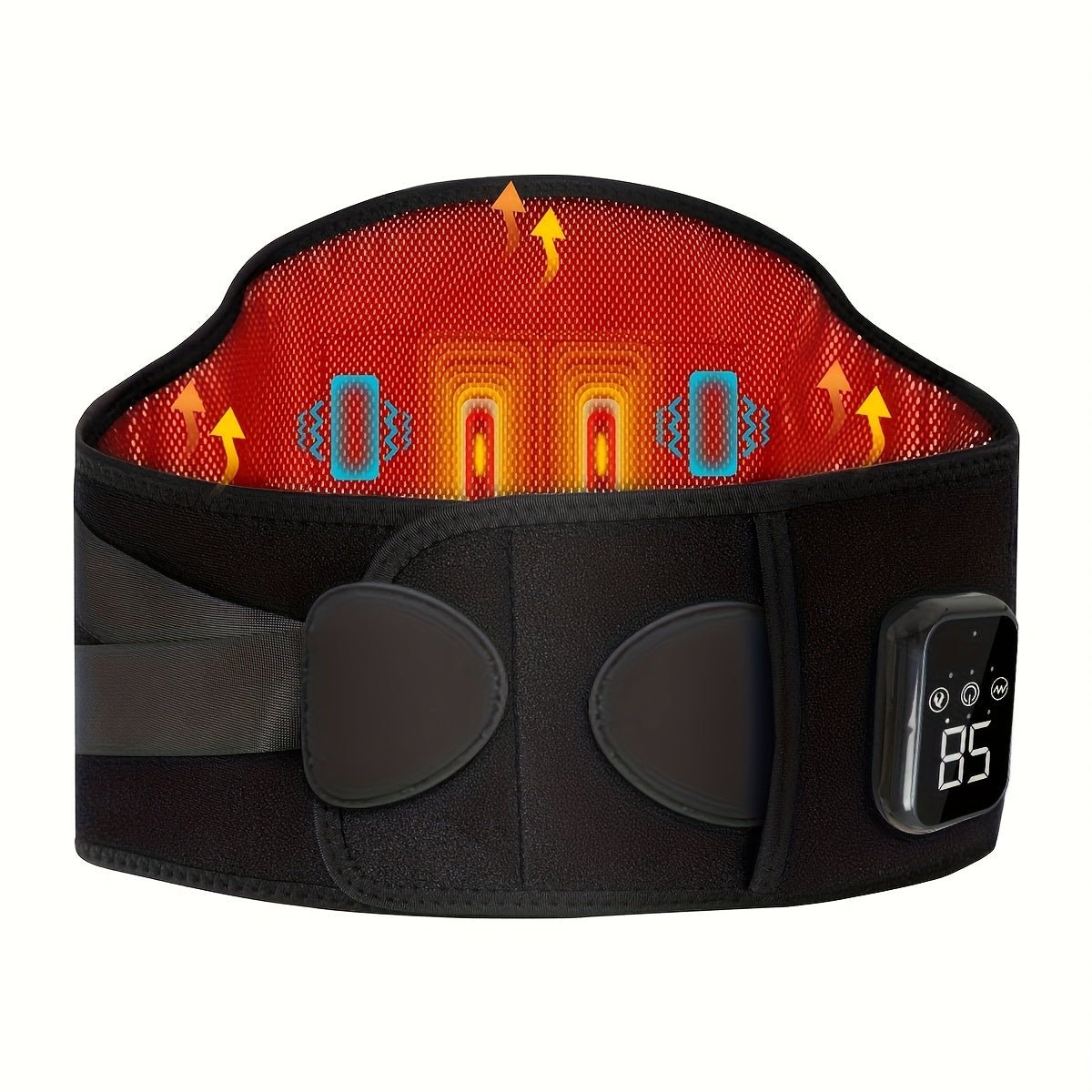 Cordless Heated Back Massager Belt, Lumbar Support, 3 Heat & Vibration Modes, USB - Homvista