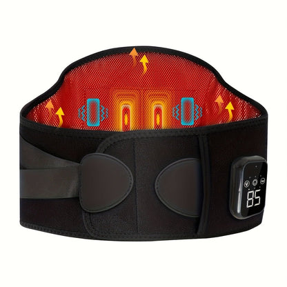 Cordless Heated Back Massager Belt, Lumbar Support, 3 Heat & Vibration Modes, USB - Homvista