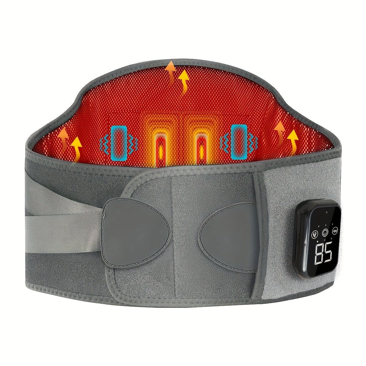 Cordless Heated Back Massager Belt, Lumbar Support, 3 Heat & Vibration Modes, USB - Homvista