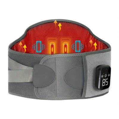 Cordless Heated Back Massager Belt, Lumbar Support, 3 Heat & Vibration Modes, USB