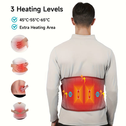 Cordless Heated Back Massager Belt, Lumbar Support, 3 Heat & Vibration Modes, USB - Homvista