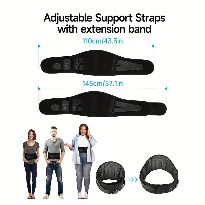 Cordless Heated Back Massager Belt, Lumbar Support, 3 Heat & Vibration Modes, USB - Homvista