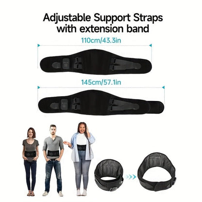 Cordless Heated Back Massager Belt, Lumbar Support, 3 Heat & Vibration Modes, USB - Homvista