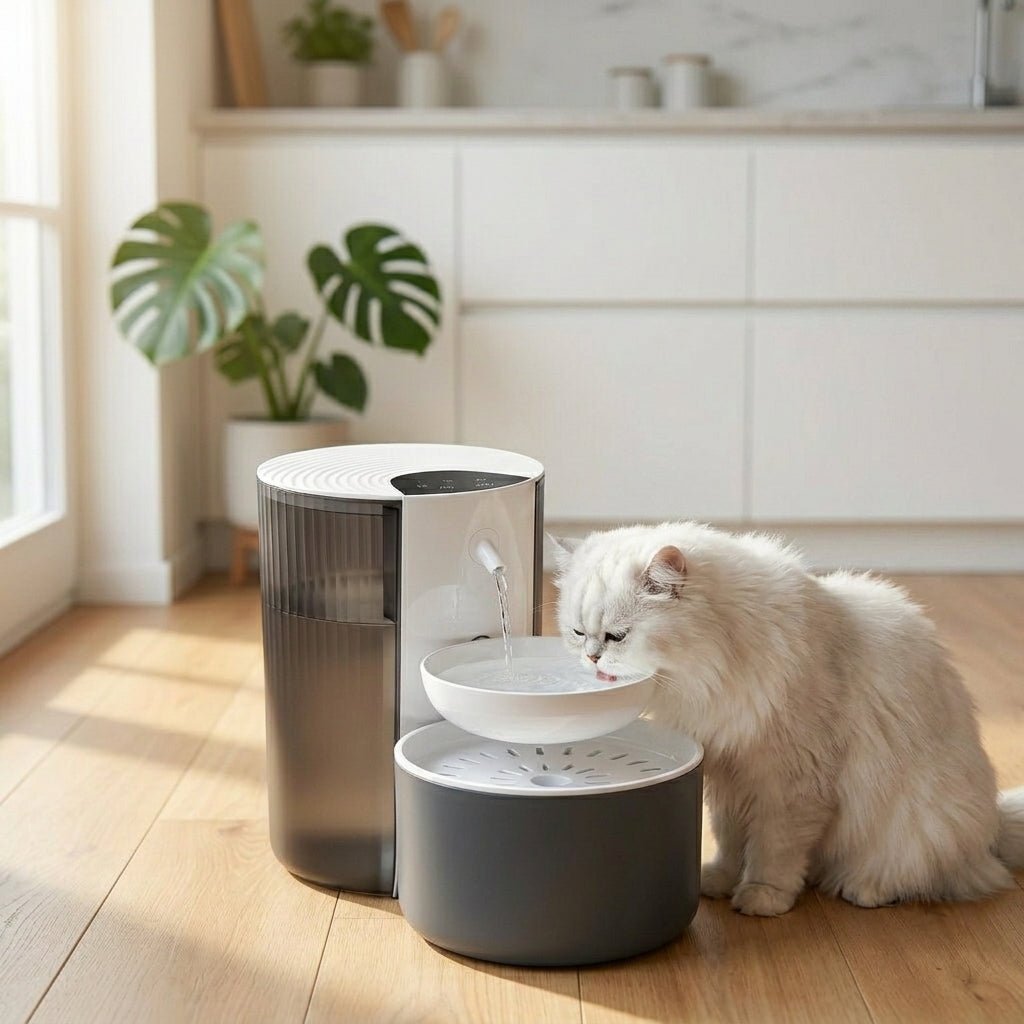 Cordless Pet Water Fountain, 3L Dual-Tank Cat & Dog Fountain with Automatic Water Exchange - Homvista