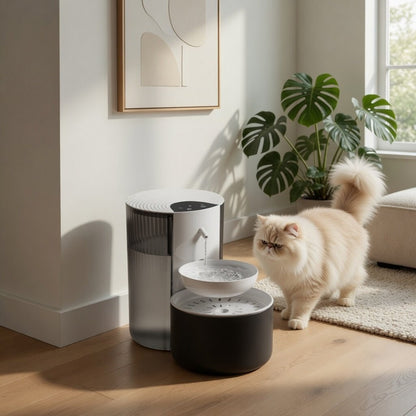 Cordless Pet Water Fountain, 3L Dual-Tank Cat & Dog Fountain with Automatic Water Exchange - Homvista