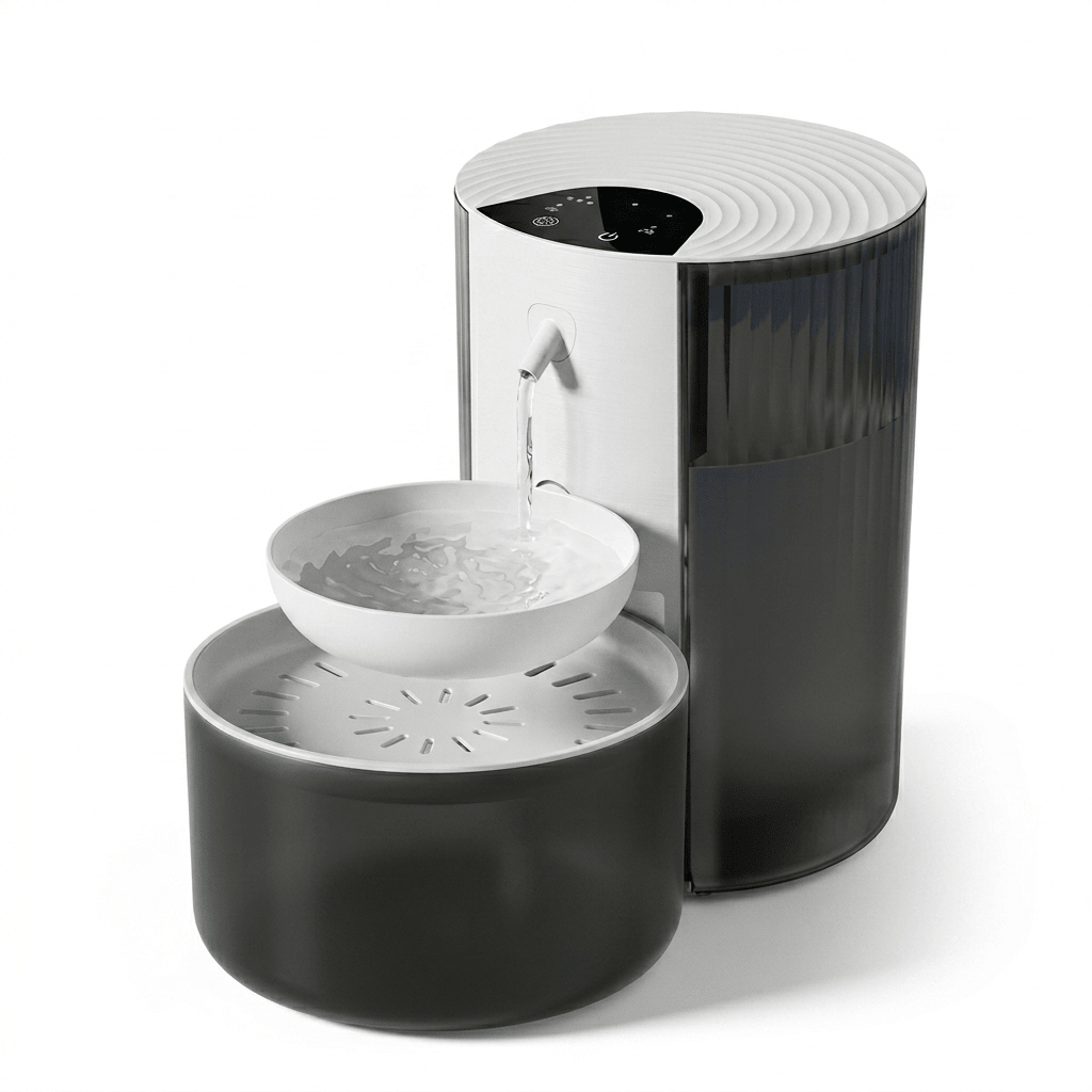 Cordless Pet Water Fountain, 3L Dual-Tank Cat & Dog Fountain with Automatic Water Exchange - Homvista