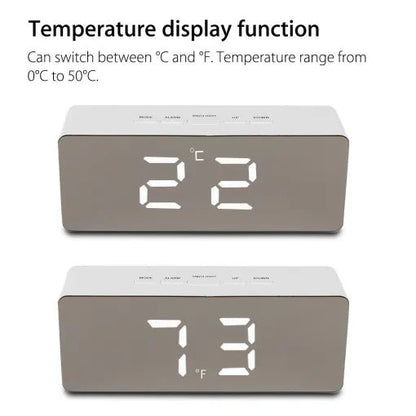 Digital Alarm Clock Smart Mirror Desktop Bedside Nightlight - Homvista
