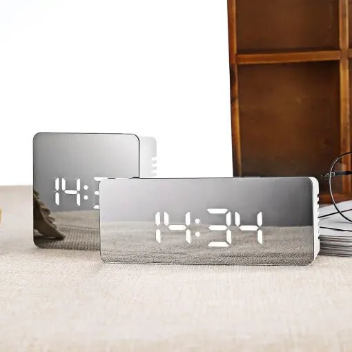 Digital Alarm Clock Smart Mirror Desktop Bedside Nightlight - Homvista