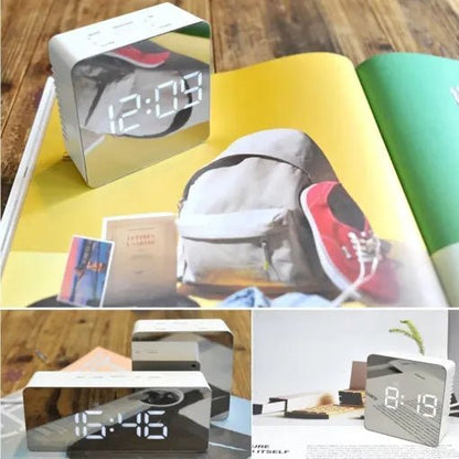Digital Alarm Clock Smart Mirror Desktop Bedside Nightlight - Homvista
