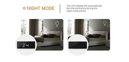 Digital Alarm Clock Smart Mirror Desktop Bedside Nightlight - Homvista
