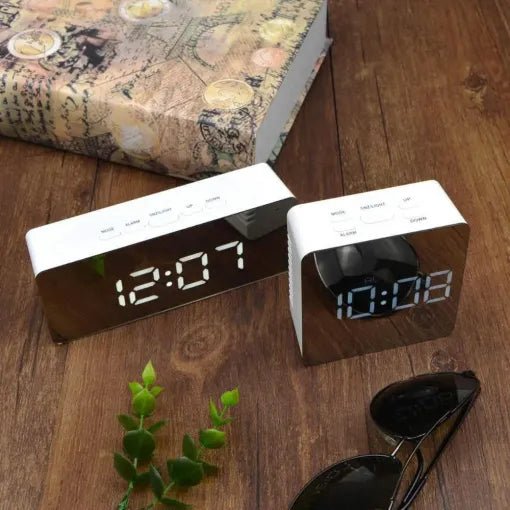 Digital Alarm Clock Smart Mirror Desktop Bedside Nightlight - Homvista