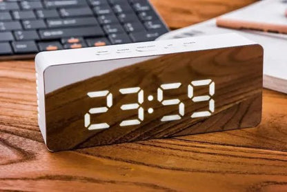 Digital Alarm Clock Smart Mirror Desktop Bedside Nightlight - Homvista