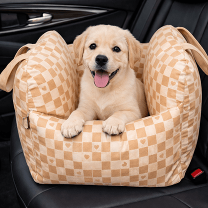 Dog Car Seat Bed, Water-Resistant Pet Booster with Safety Straps, Non-Slip Base & Washable Cover - Homvista