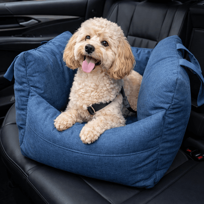 Dog Car Seat Bed, Water-Resistant Pet Booster with Safety Straps, Non-Slip Base & Washable Cover - Homvista