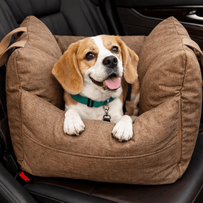 Dog Car Seat Bed, Water-Resistant Pet Booster with Safety Straps, Non-Slip Base & Washable Cover - Homvista