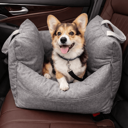 Dog Car Seat Bed, Water-Resistant Pet Booster with Safety Straps, Non-Slip Base & Washable Cover - Homvista