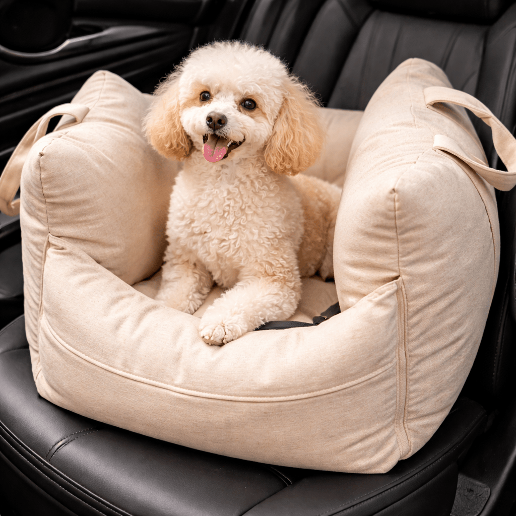 Dog Car Seat Bed, Water-Resistant Pet Booster with Safety Straps, Non-Slip Base & Washable Cover - Homvista