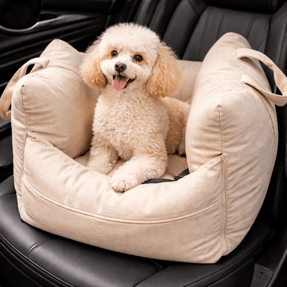 Dog Car Seat Bed, Water-Resistant Pet Booster with Safety Straps, Non-Slip Base & Washable Cover - Homvista
