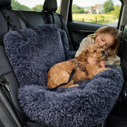 Dog Car Seat, Padded Pet Booster Seat with Safety Leash, Non-Slip Base & Washable Cover - Homvista