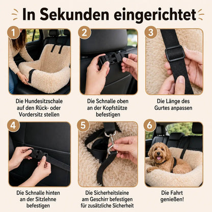 Dog Car Seat, Padded Pet Booster Seat with Safety Leash, Non-Slip Base & Washable Cover - Homvista