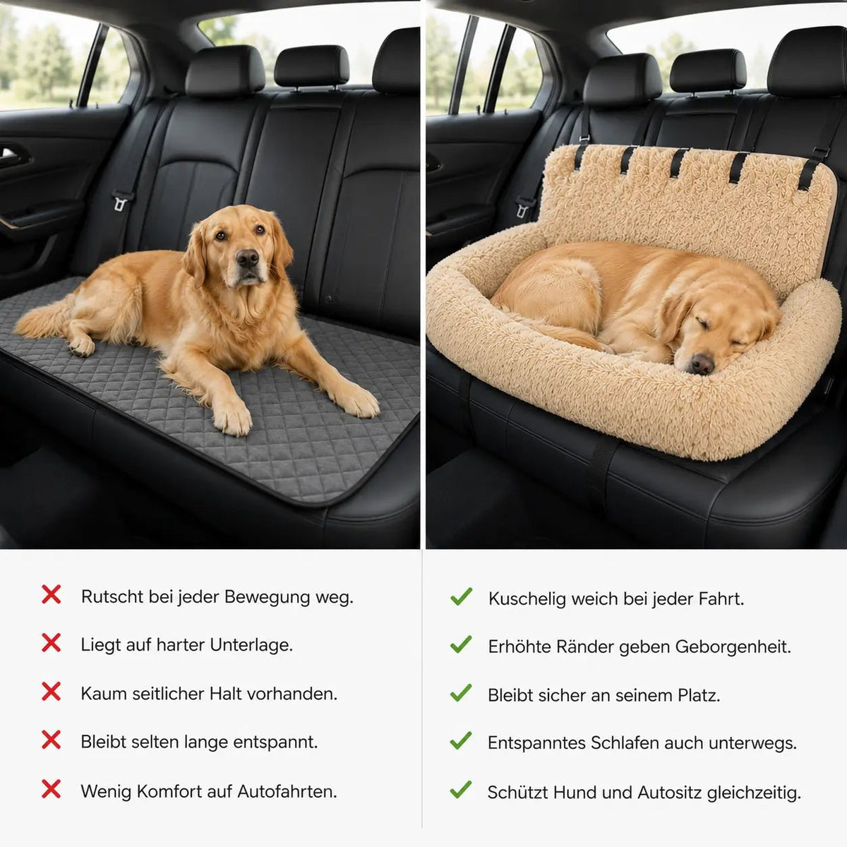 Dog Car Seat, Padded Pet Booster Seat with Safety Leash, Non-Slip Base & Washable Cover - Homvista
