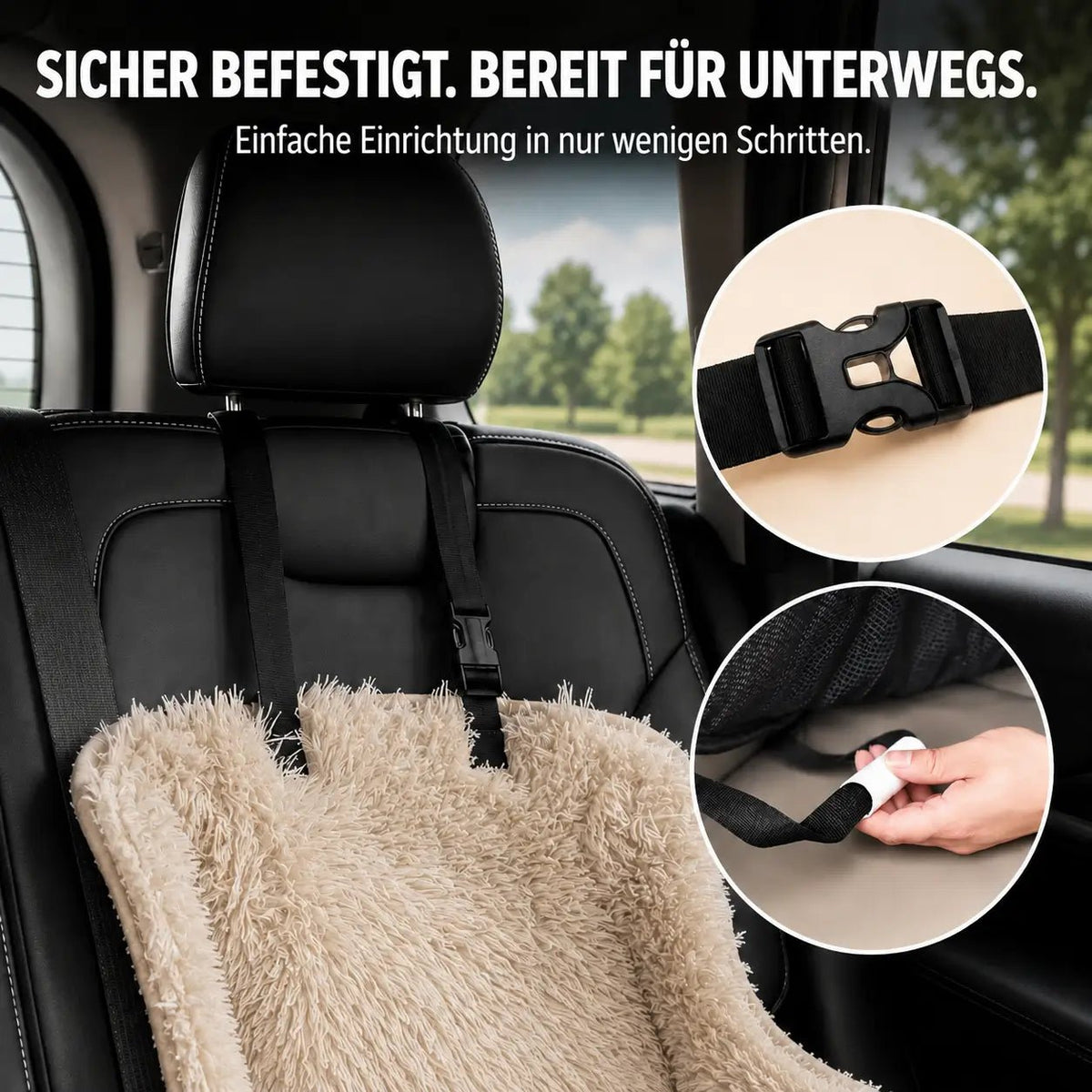 Dog Car Seat, Padded Pet Booster Seat with Safety Leash, Non-Slip Base & Washable Cover - Homvista