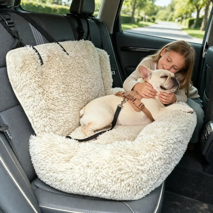 Dog Car Seat, Padded Pet Booster Seat with Safety Leash, Non-Slip Base & Washable Cover - Homvista