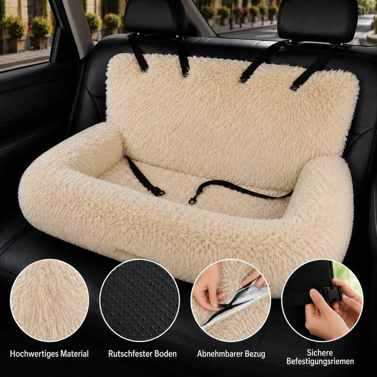Dog Car Seat, Padded Pet Booster Seat with Safety Leash, Non-Slip Base & Washable Cover - Homvista