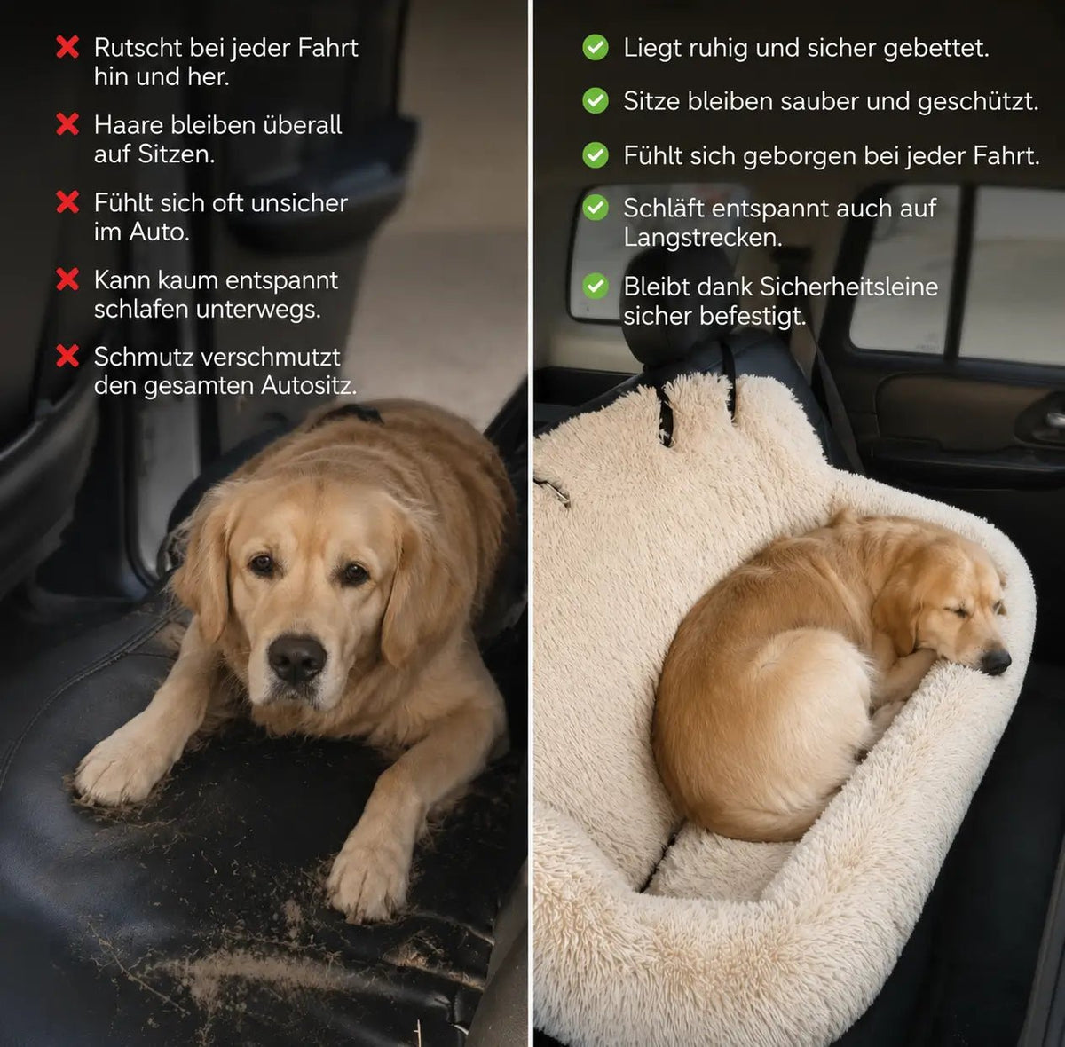 Dog Car Seat, Padded Pet Booster Seat with Safety Leash, Non-Slip Base & Washable Cover - Homvista
