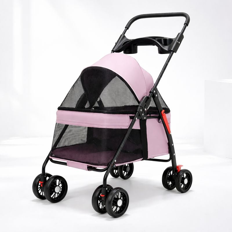 Dog & Cat Stroller, Foldable Lightweight Pet Stroller with Breathable Mesh for Small & Medium Pets - Homvista