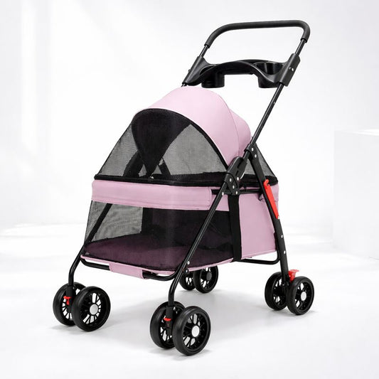 Dog & Cat Stroller, Foldable Lightweight Pet Stroller with Breathable Mesh for Small & Medium Pets - Homvista