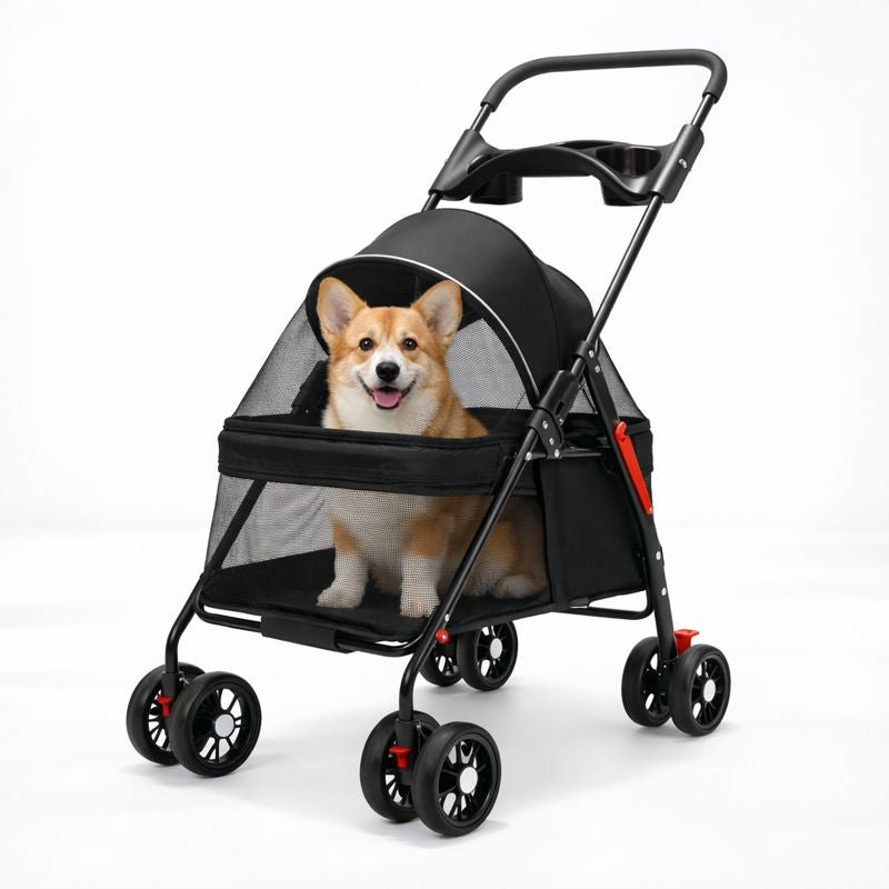 Dog & Cat Stroller, Foldable Lightweight Pet Stroller with Breathable Mesh for Small & Medium Pets - Homvista