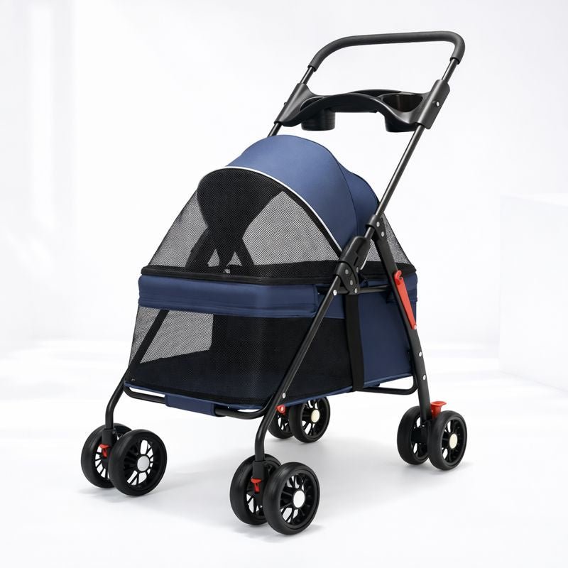 Dog & Cat Stroller, Foldable Lightweight Pet Stroller with Breathable Mesh for Small & Medium Pets - Homvista