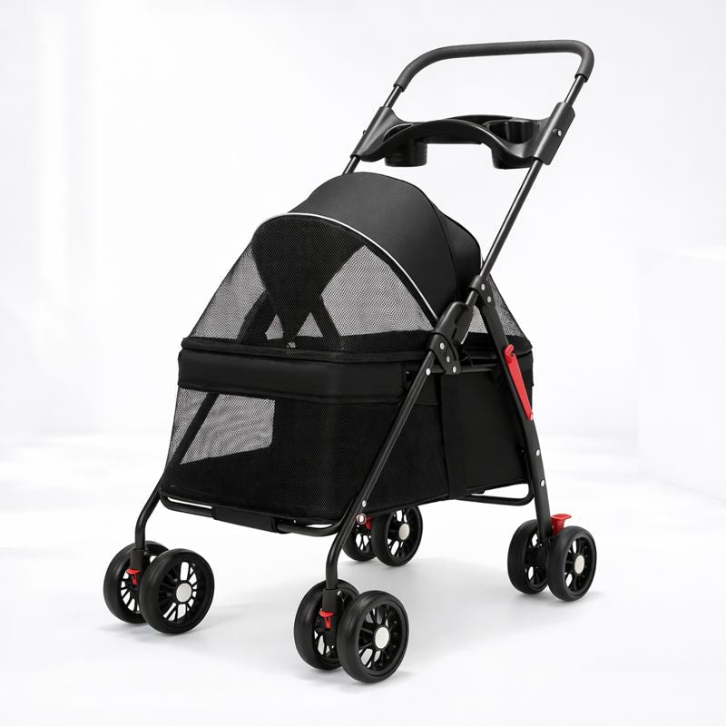 Dog & Cat Stroller, Foldable Lightweight Pet Stroller with Breathable Mesh for Small & Medium Pets - Homvista