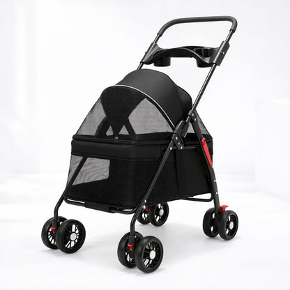 Dog & Cat Stroller, Foldable Lightweight Pet Stroller with Breathable Mesh for Small & Medium Pets - Homvista