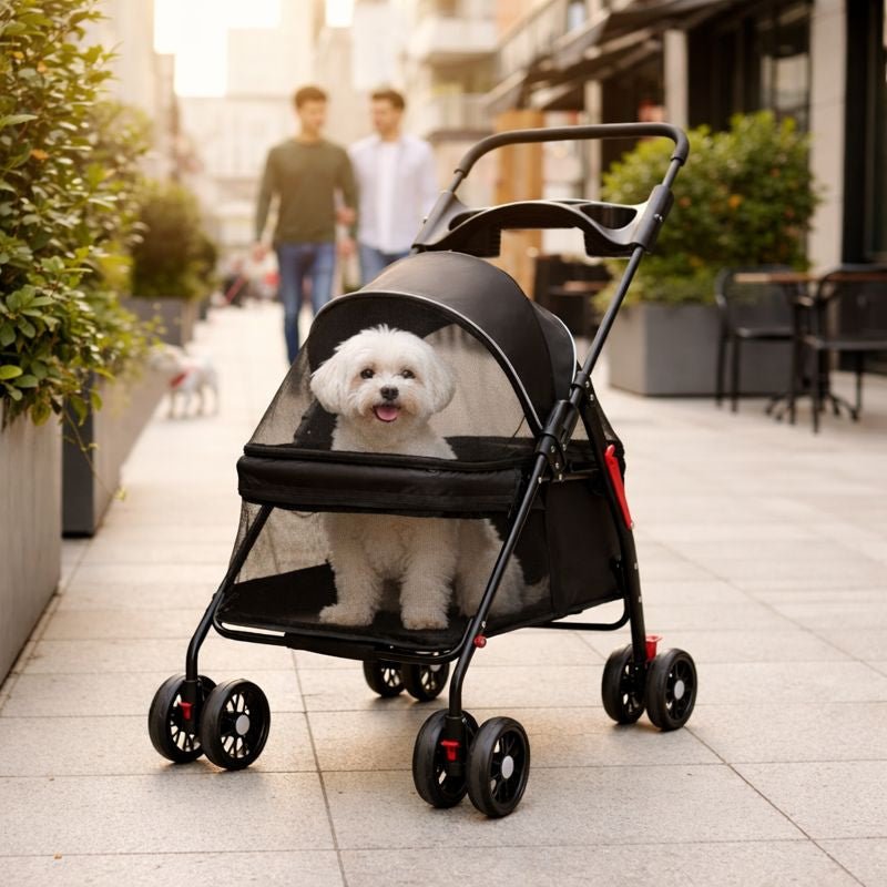 Dog & Cat Stroller, Foldable Lightweight Pet Stroller with Breathable Mesh for Small & Medium Pets - Homvista
