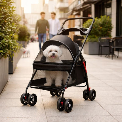 Dog & Cat Stroller, Foldable Lightweight Pet Stroller with Breathable Mesh for Small & Medium Pets - Homvista