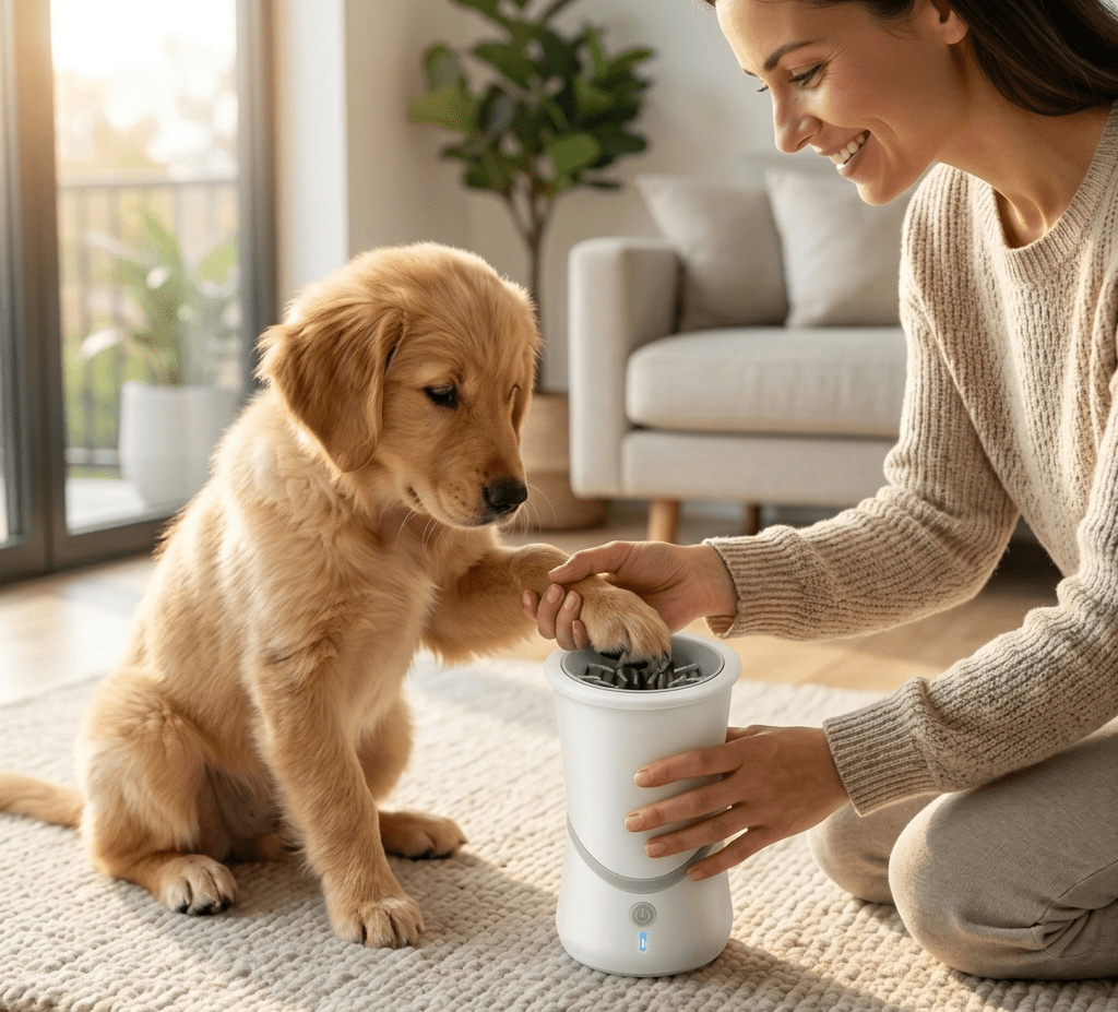 Dog Paw Cleaner, Rechargeable 360° Rotating Paw Washer with Soft Silicone Brush - Homvista