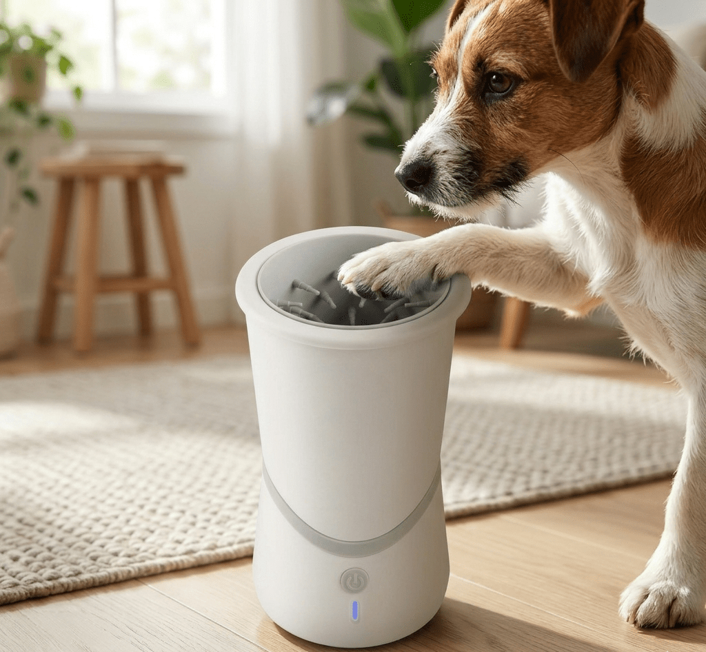 Dog Paw Cleaner, Rechargeable 360° Rotating Paw Washer with Soft Silicone Brush - Homvista