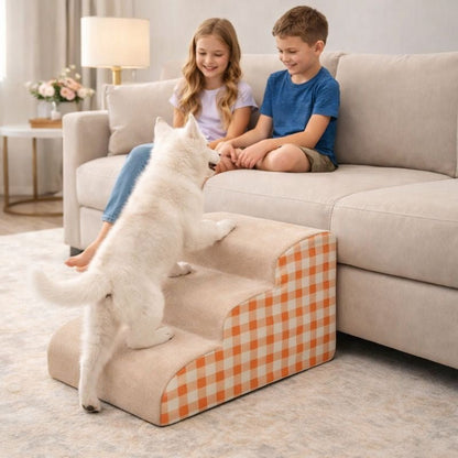 Dog Stairs for Bed & Sofa, High-Density Foam Pet Steps with Non-Slip Surface, 2 or 3 Step - Homvista