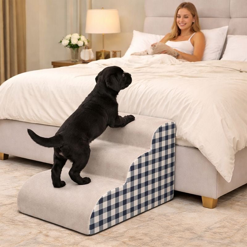 Dog Stairs for Bed & Sofa, High-Density Foam Pet Steps with Non-Slip Surface, 2 or 3 Step - Homvista