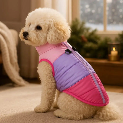 Dog Winter Coat with Harness, Water-Resistant Fleece Jacket with D-Rings & Zipper - Homvista