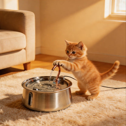 Cat Water Fountain, 2L Filtered Pet Fountain with Activated Carbon, Adjustable Flow & <30dB Pump - Homvista